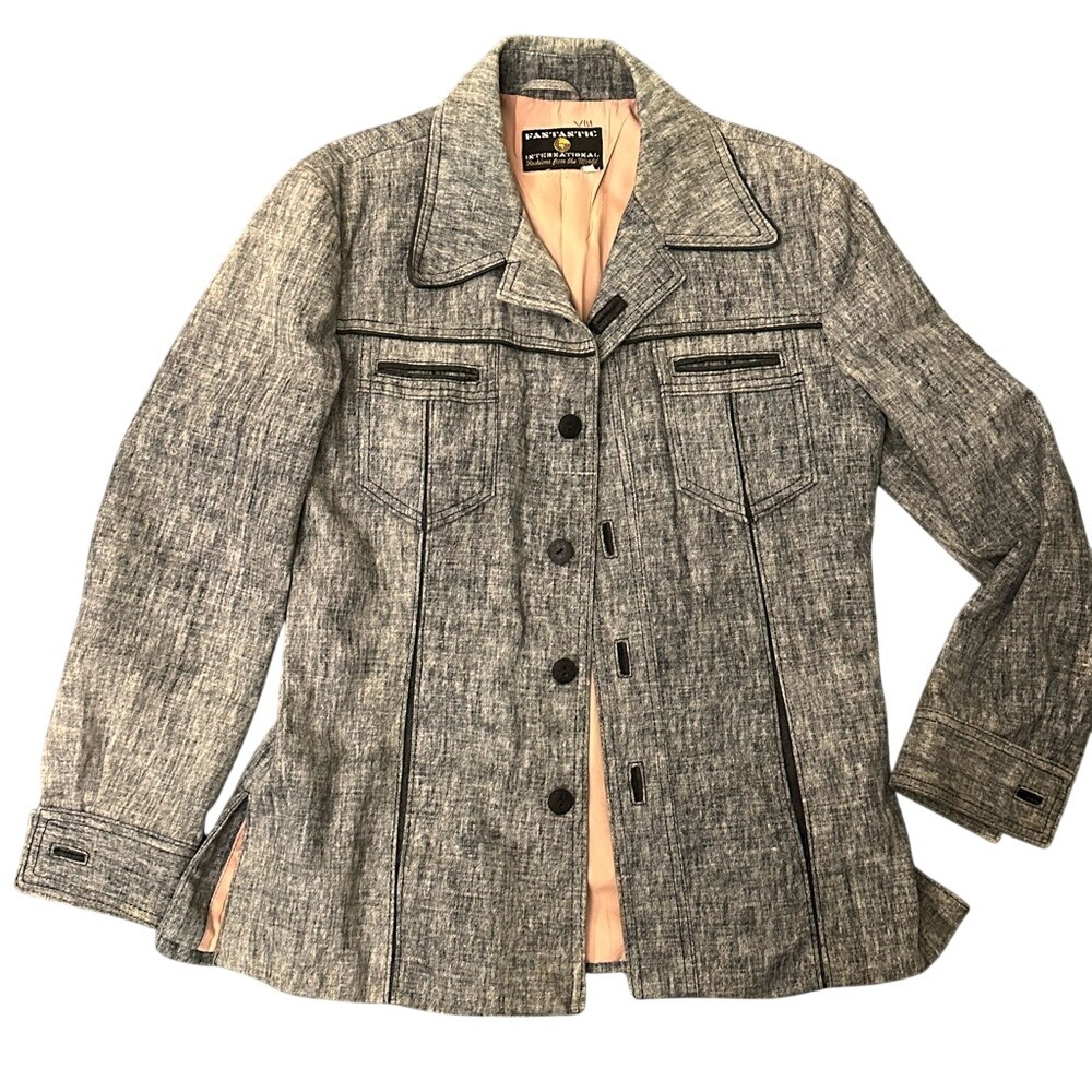 Gray 1970's blazer jacket men's 100% cotton‎ exterior
